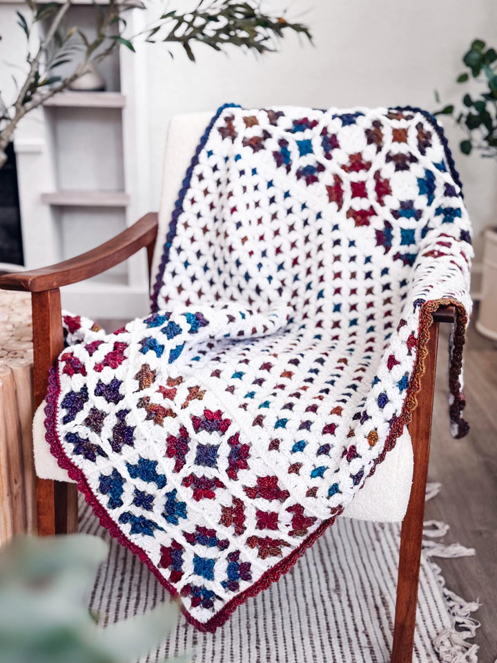 7 In 1 Windowpane Granny Square Blanket Crochet Pattern
