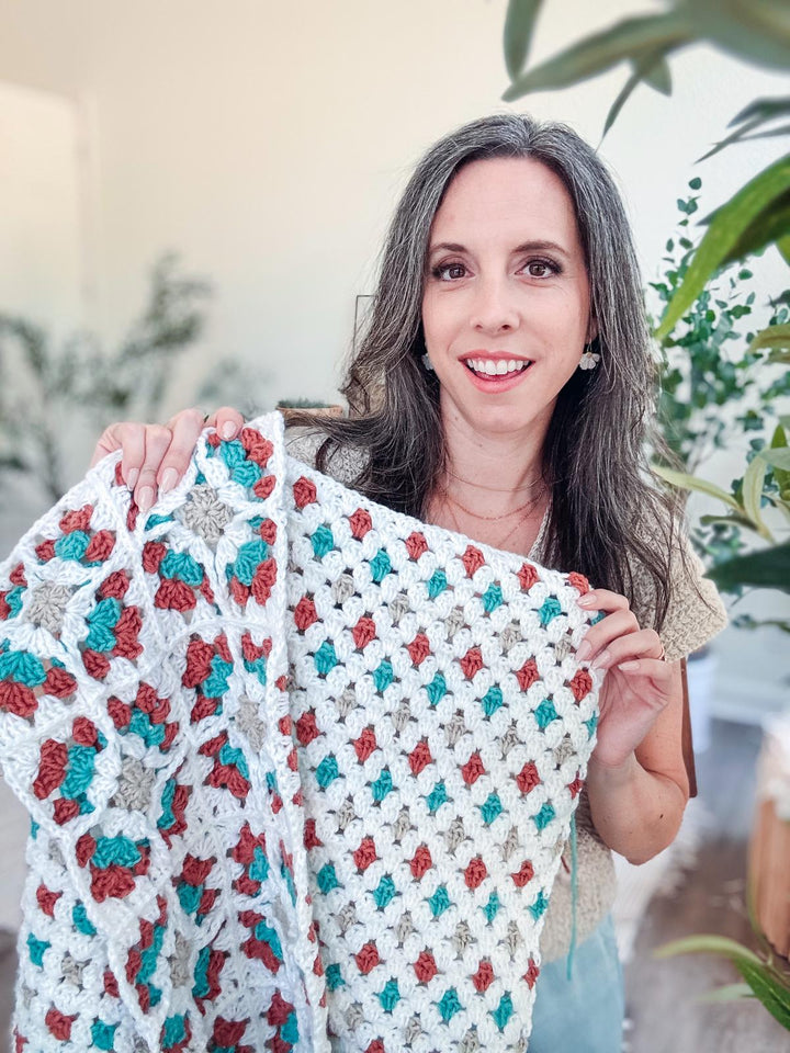 7 In 1 Windowpane Granny Square Blanket Crochet Pattern