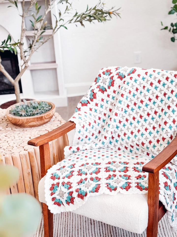 7 In 1 Windowpane Granny Square Blanket Crochet Pattern