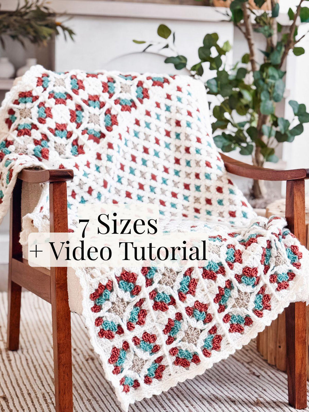 7 In 1 Windowpane Granny Square Blanket Crochet Pattern