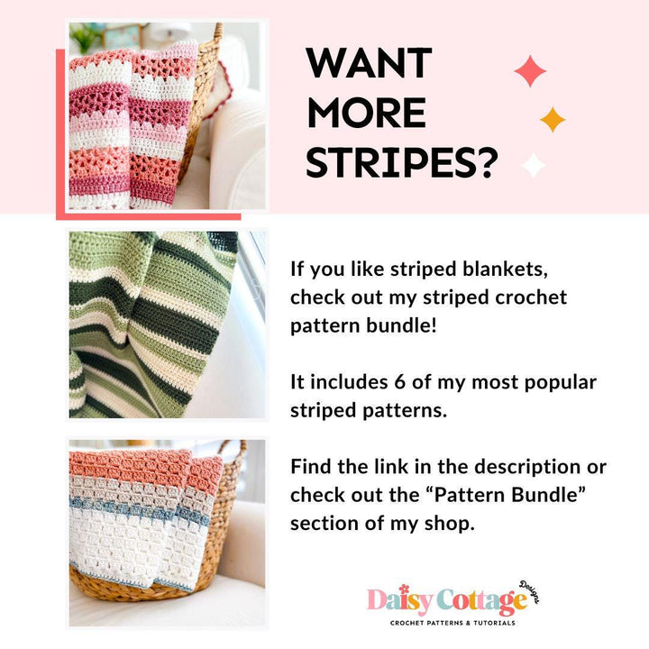 Beginner Raspberry Lattice Striped Blanket Crochet Pattern