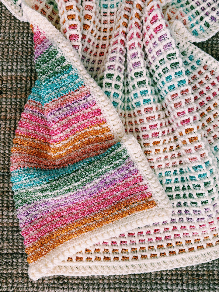Emmy Waffle Stitch Crochet Blanket Pattern 9 Sizes