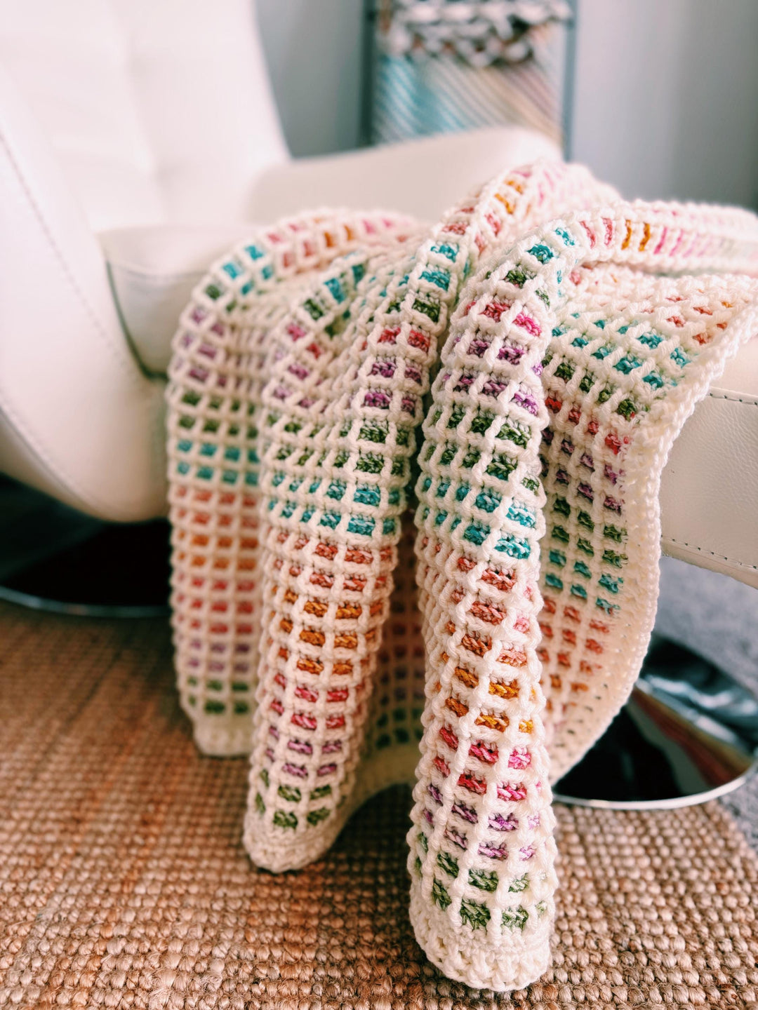 Emmy Waffle Stitch Crochet Blanket Pattern 9 Sizes
