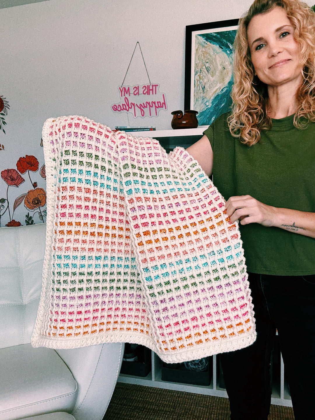 Emmy Waffle Stitch Crochet Blanket Pattern 9 Sizes