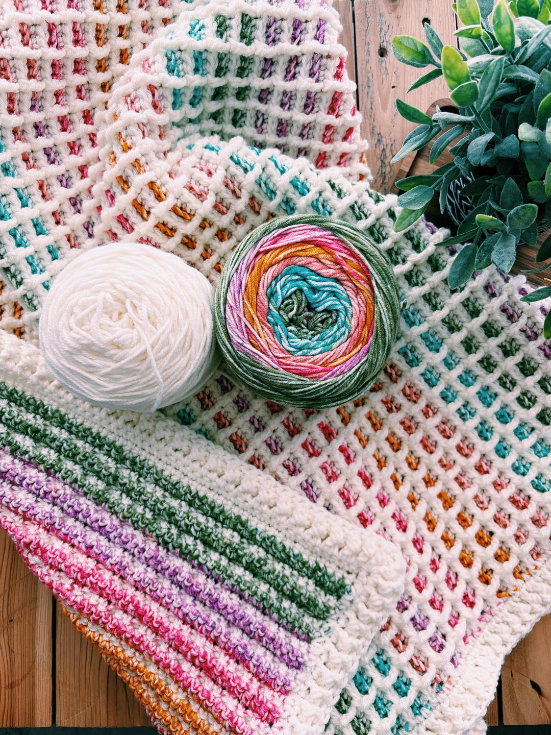 Emmy Waffle Stitch Crochet Blanket Pattern 9 Sizes