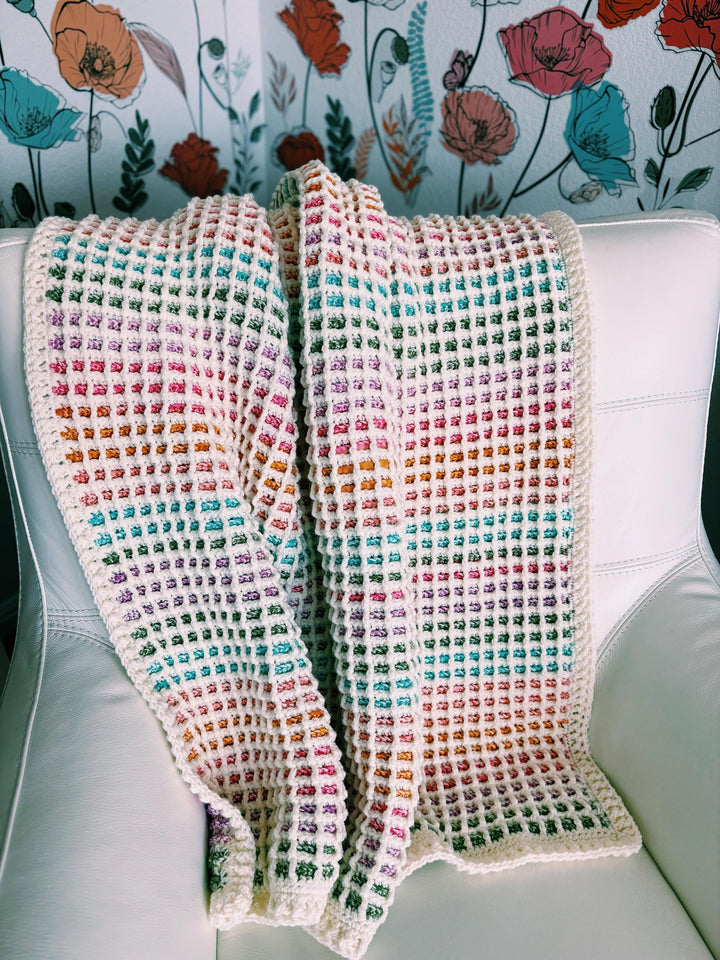 Emmy Waffle Stitch Crochet Blanket Pattern 9 Sizes