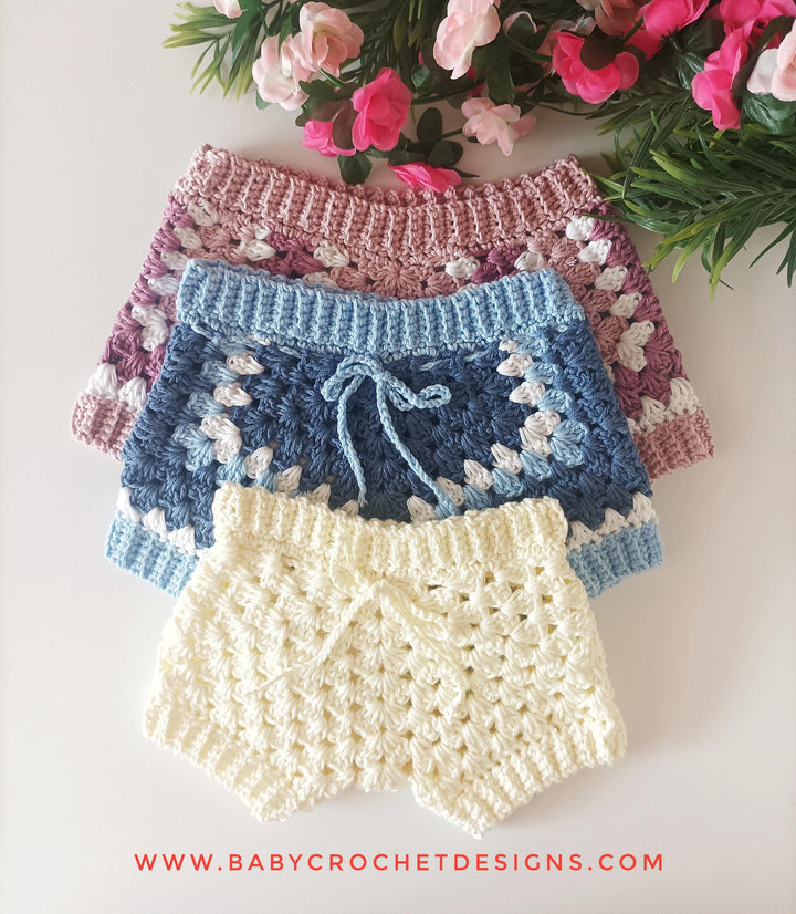Summer Granny Square Shorts Crochet Pattern for Kids