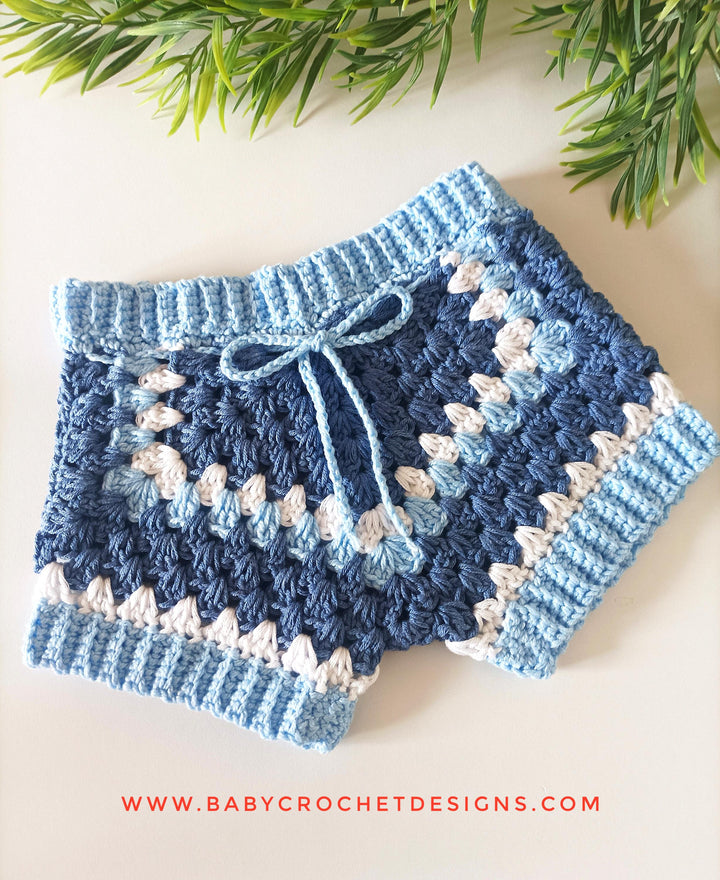 Summer Granny Square Shorts Crochet Pattern for Kids