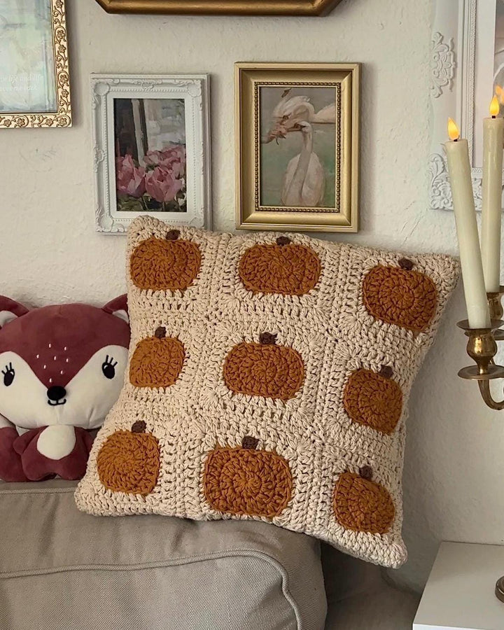 Granny Square Pumpkin Pillow Crochet Pattern