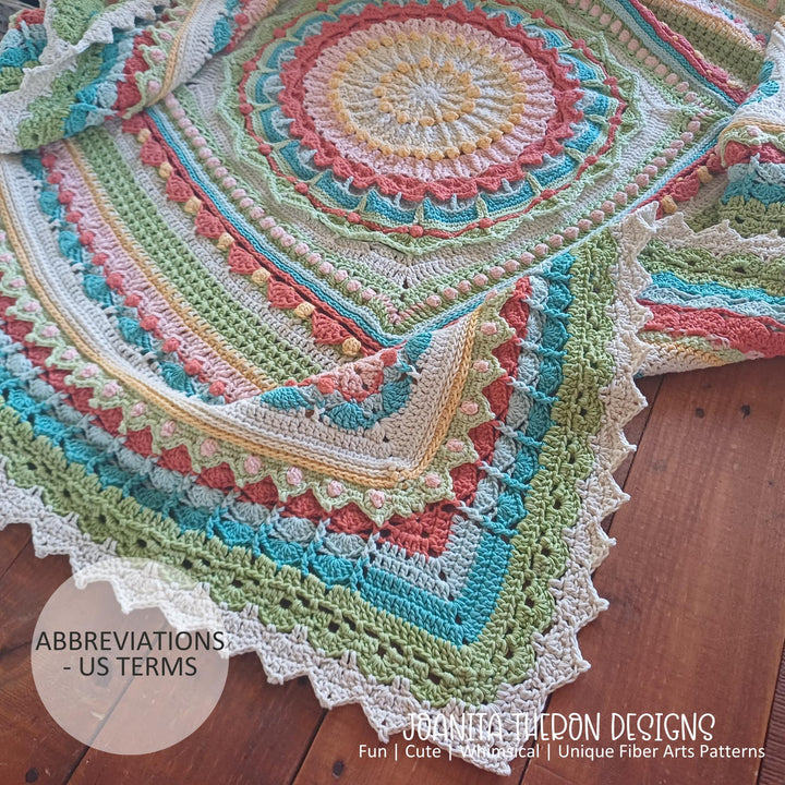 Multicolor Mandala Afghan Throw Crochet Pattern