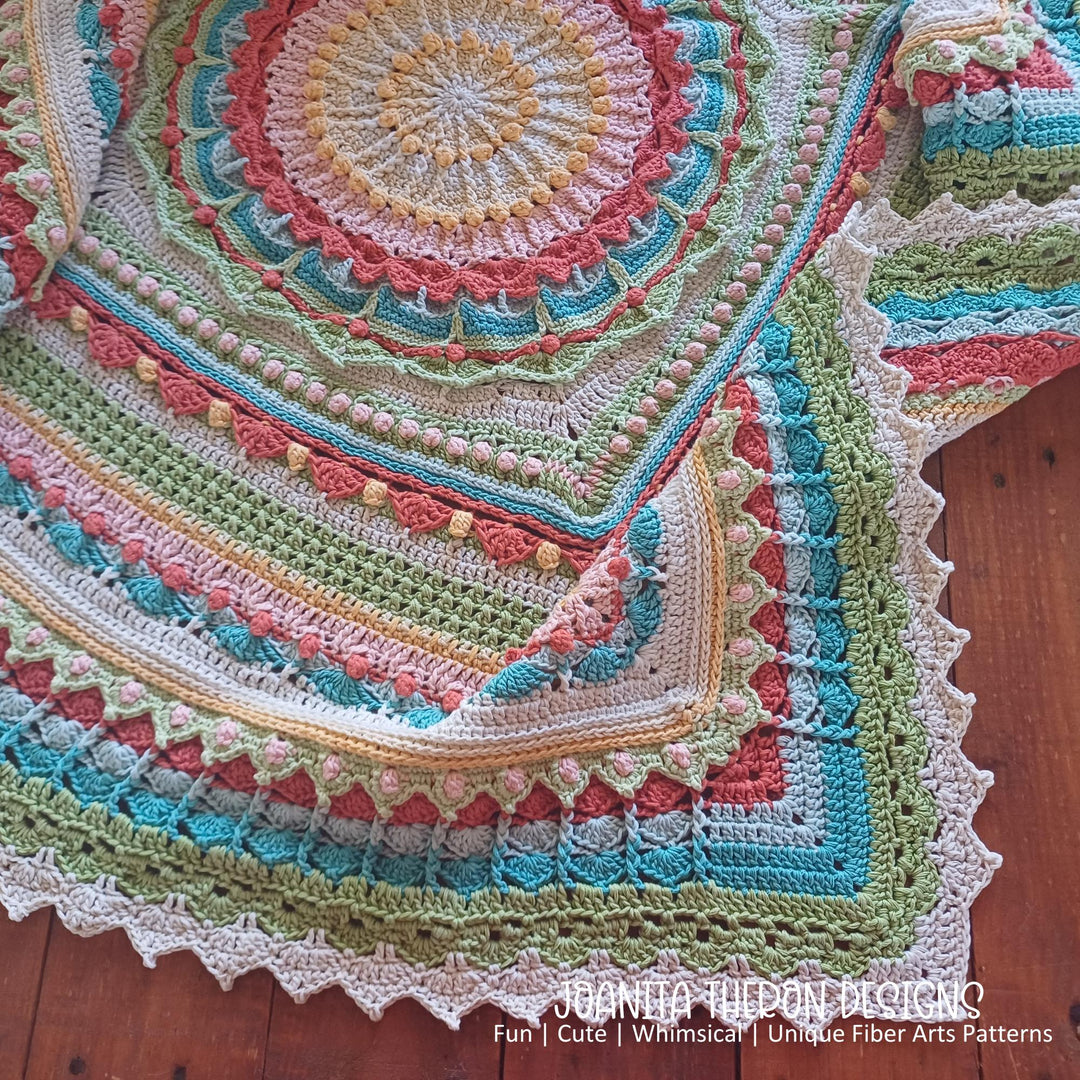 Multicolor Mandala Afghan Throw Crochet Pattern