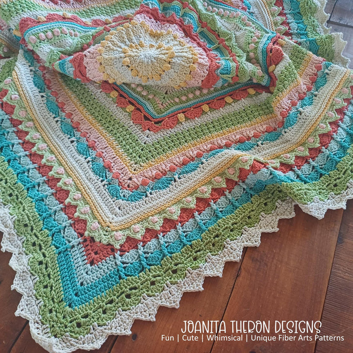 Multicolor Mandala Afghan Throw Crochet Pattern