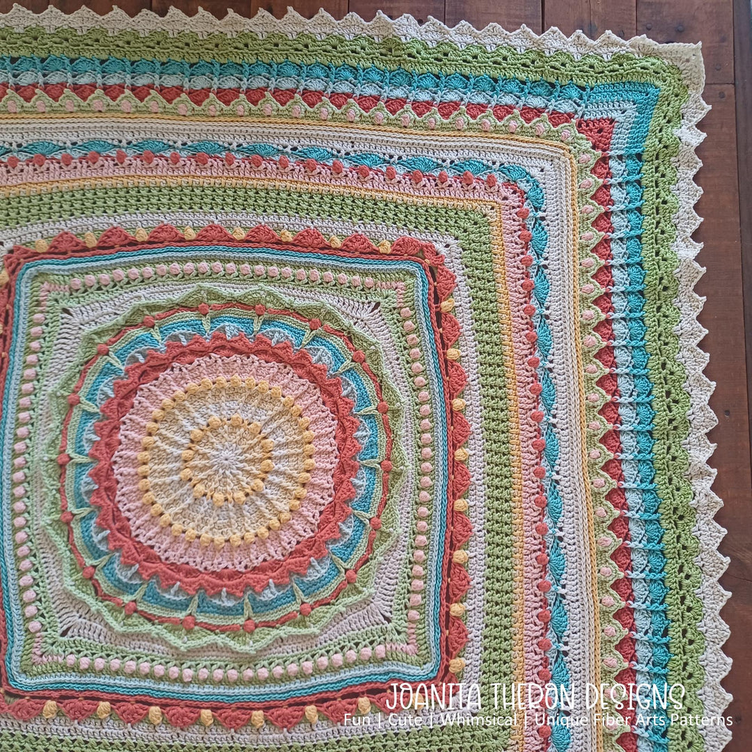 Multicolor Mandala Afghan Throw Crochet Pattern