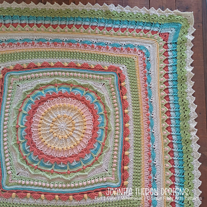 Multicolor Mandala Afghan Throw Crochet Pattern