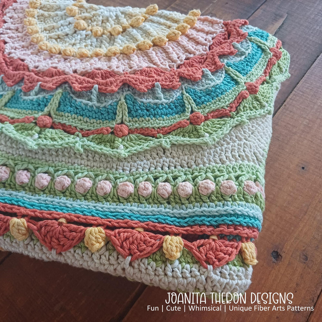 Multicolor Mandala Afghan Throw Crochet Pattern
