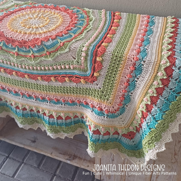Multicolor Mandala Afghan Throw Crochet Pattern