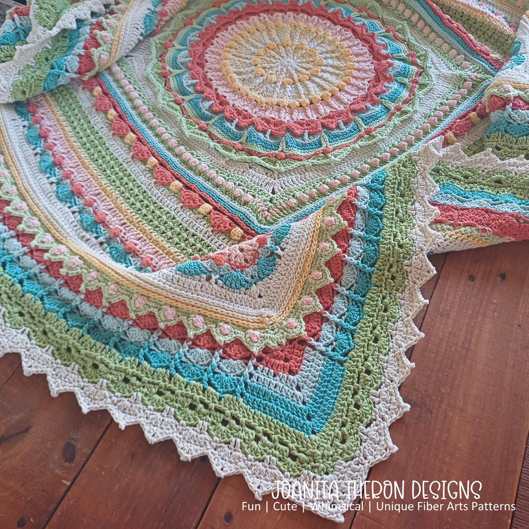 Multicolor Mandala Afghan Throw Crochet Pattern