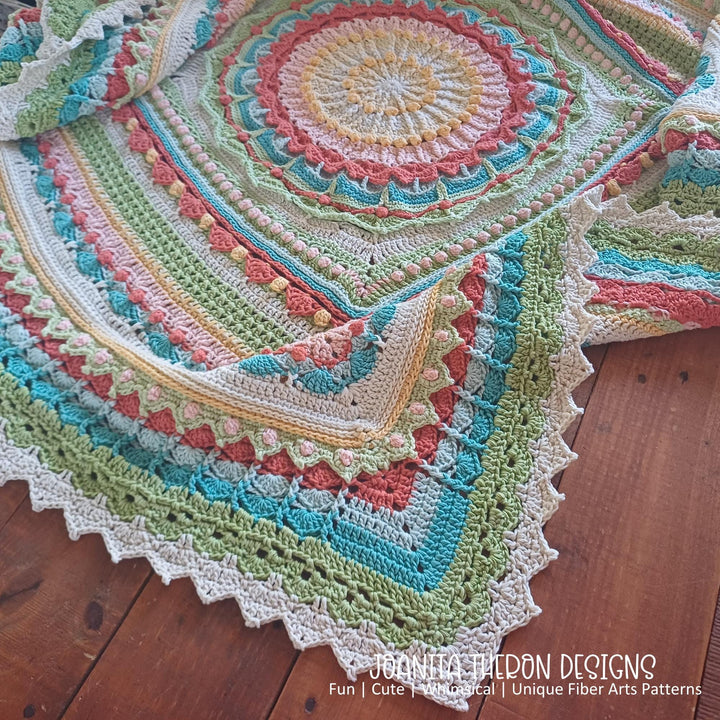 Multicolor Mandala Afghan Throw Crochet Pattern