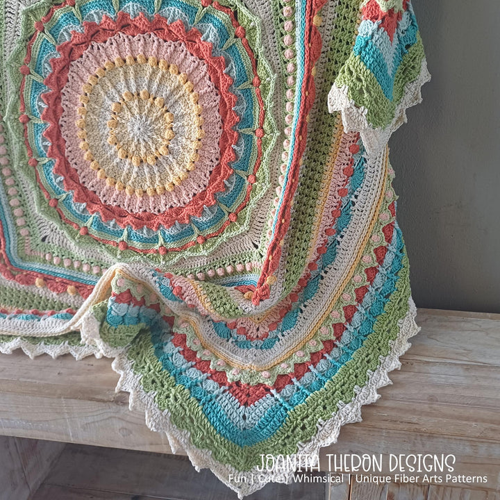 Multicolor Mandala Afghan Throw Crochet Pattern
