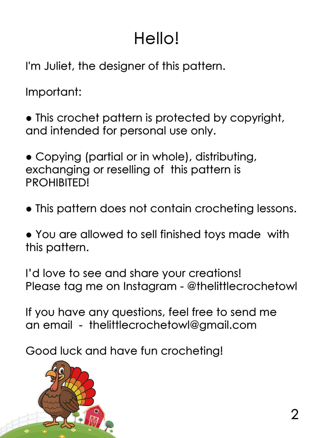 Thanksgiving Turkey Amigurumi Crochet Pattern