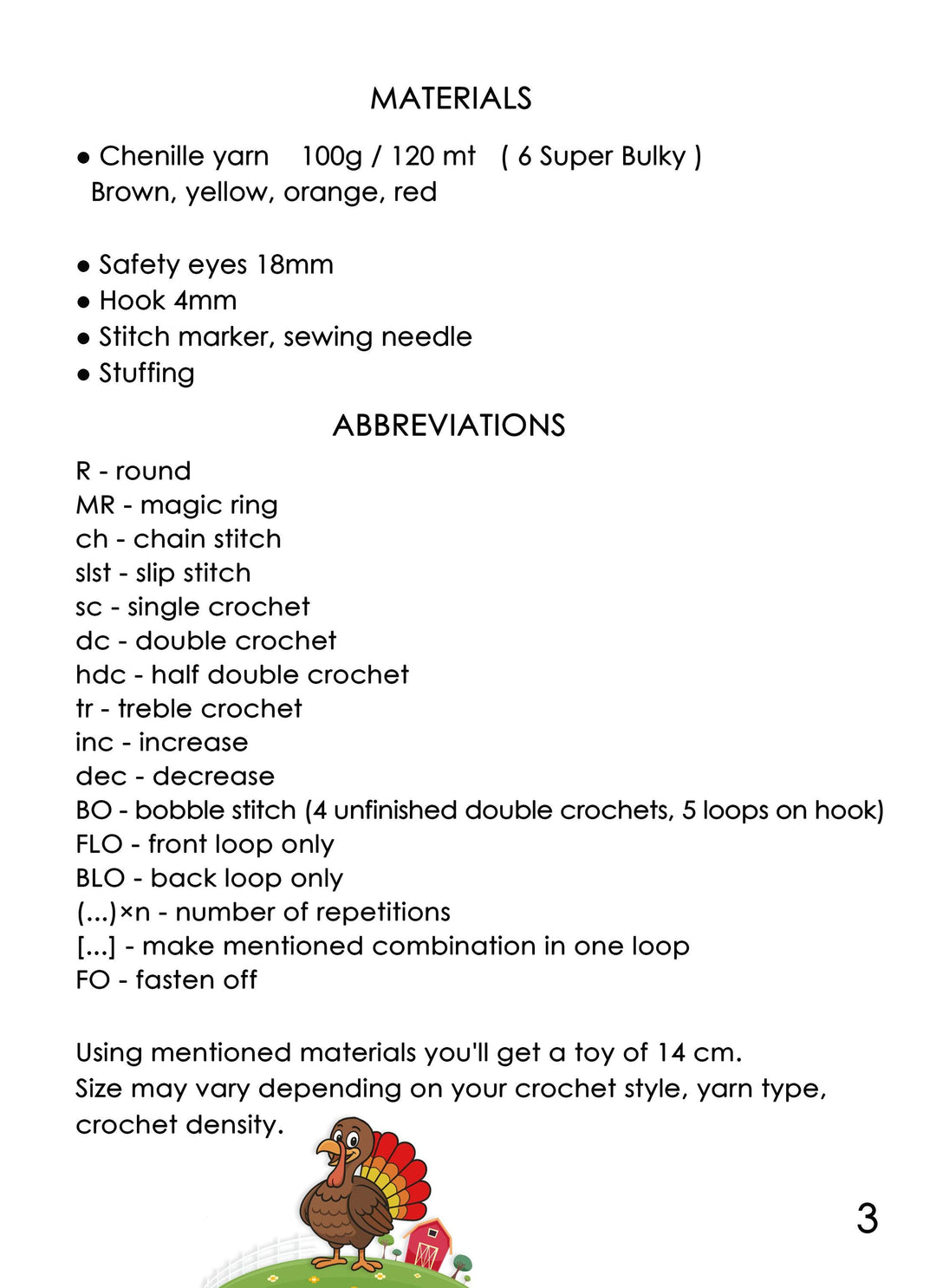 Thanksgiving Turkey Amigurumi Crochet Pattern