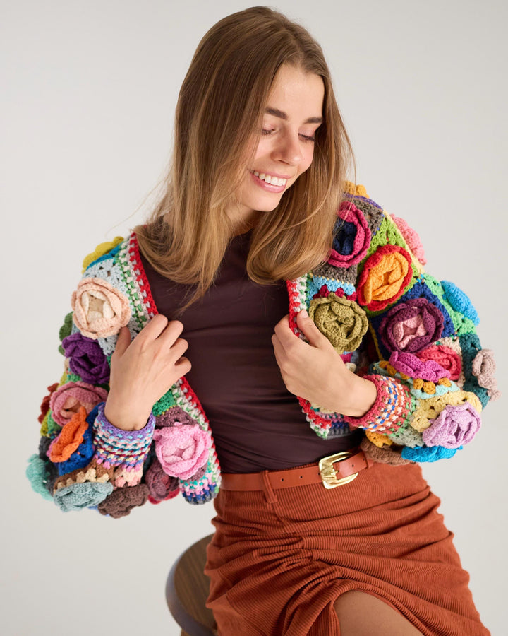 Rose Garden Granny Square Jacket Crochet Pattern