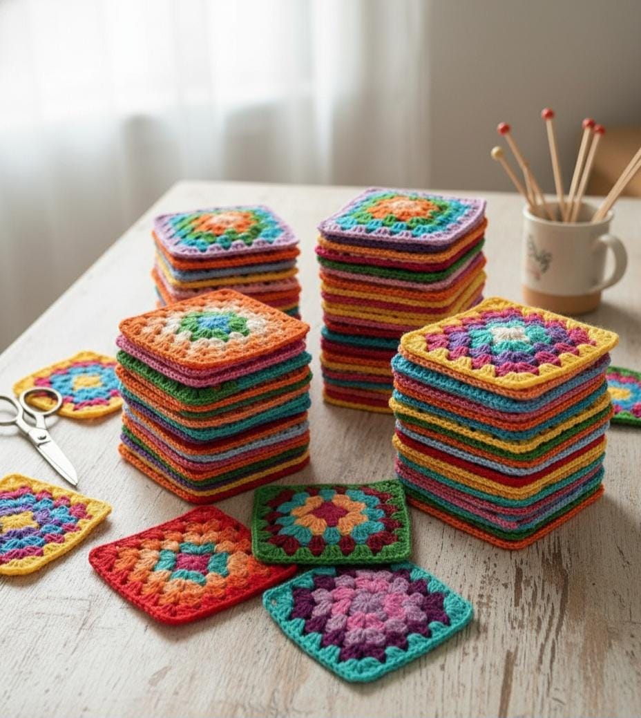 Easy Beginner Granny Square Blanket Crochet Pattern