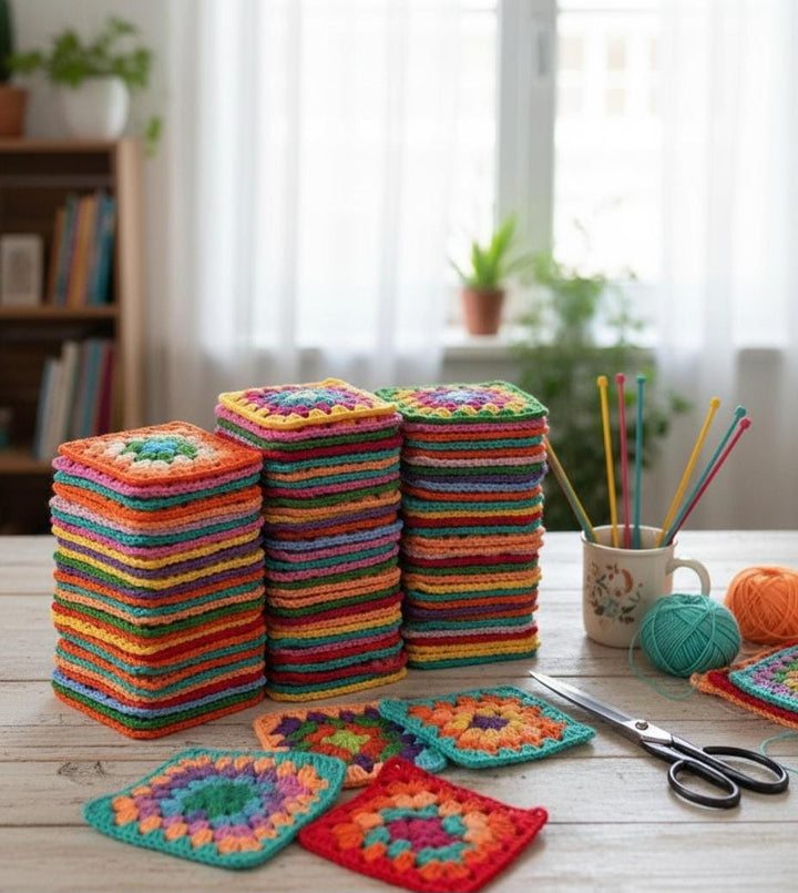 Easy Beginner Granny Square Blanket Crochet Pattern