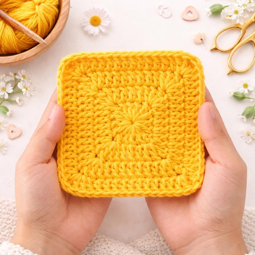 Modern Solid Granny Square Crochet Pattern