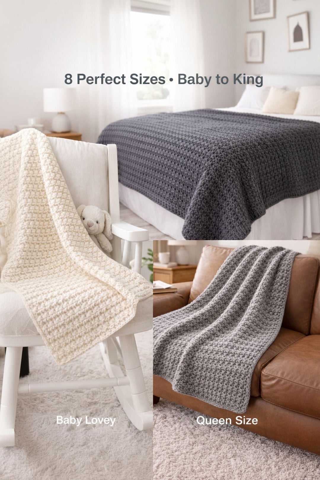 8 in 1 Alpine Weekend Throw Blanket Crochet Pattern