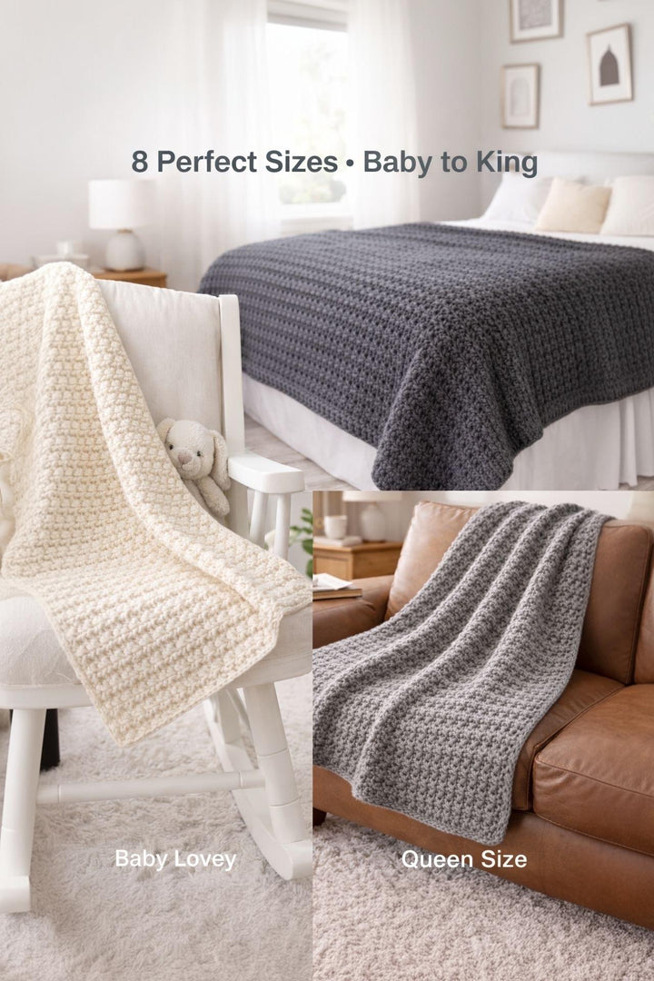 8 in 1 Alpine Weekend Throw Blanket Crochet Pattern