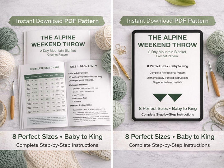 8 in 1 Alpine Weekend Throw Blanket Crochet Pattern