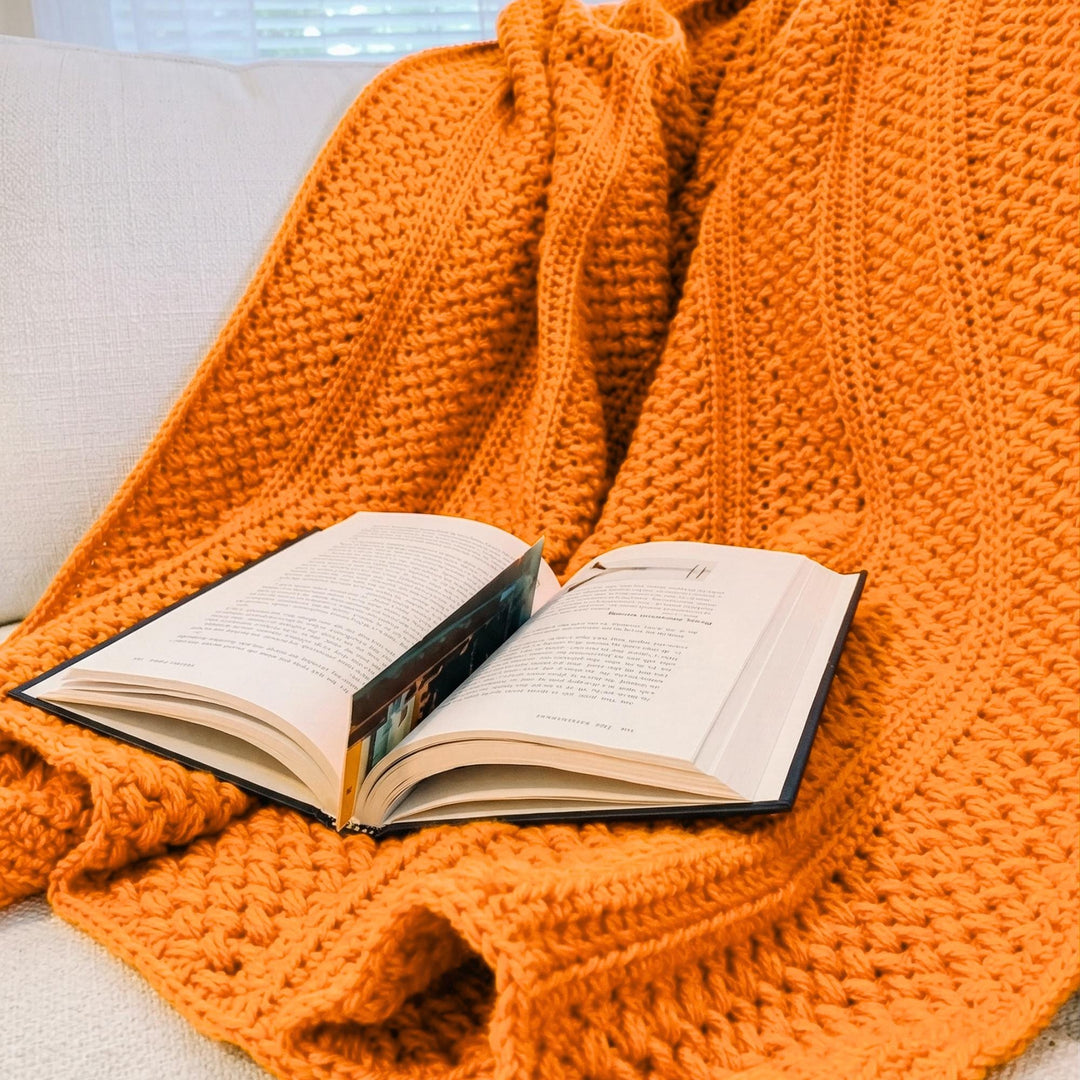 Modern Textured Bean Stitch Throw Crochet Pattern