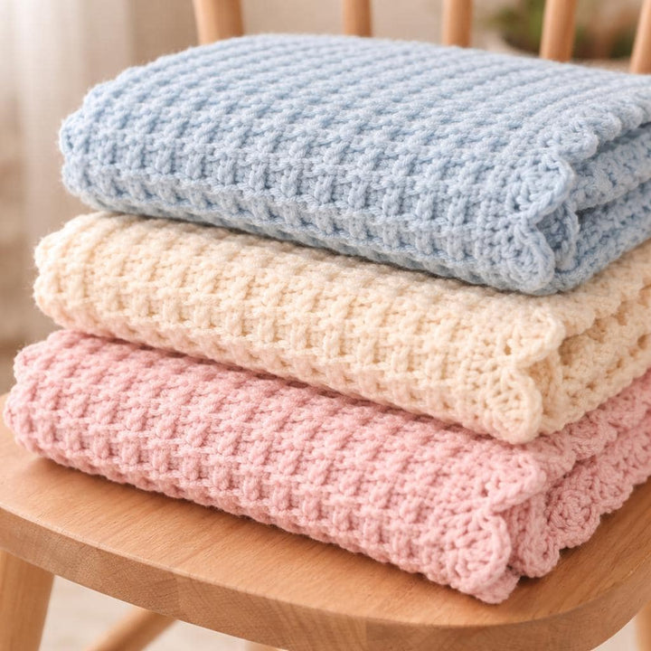 Easy Waffle Stitch Baby Blanket Crochet Pattern
