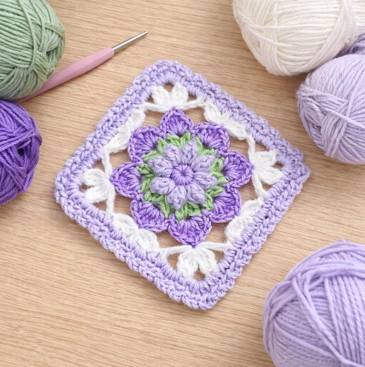 Floral Flower Motif Granny Square Crochet Pattern