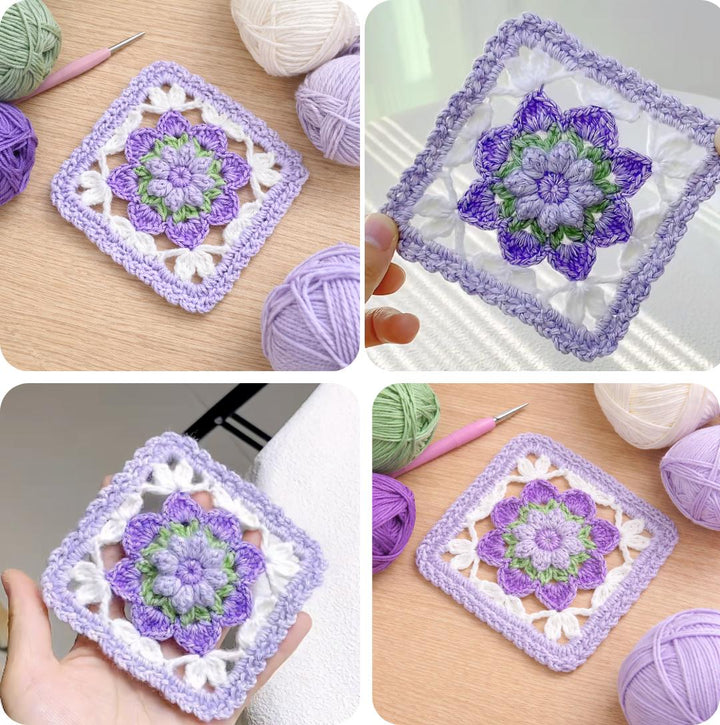 Floral Flower Motif Granny Square Crochet Pattern