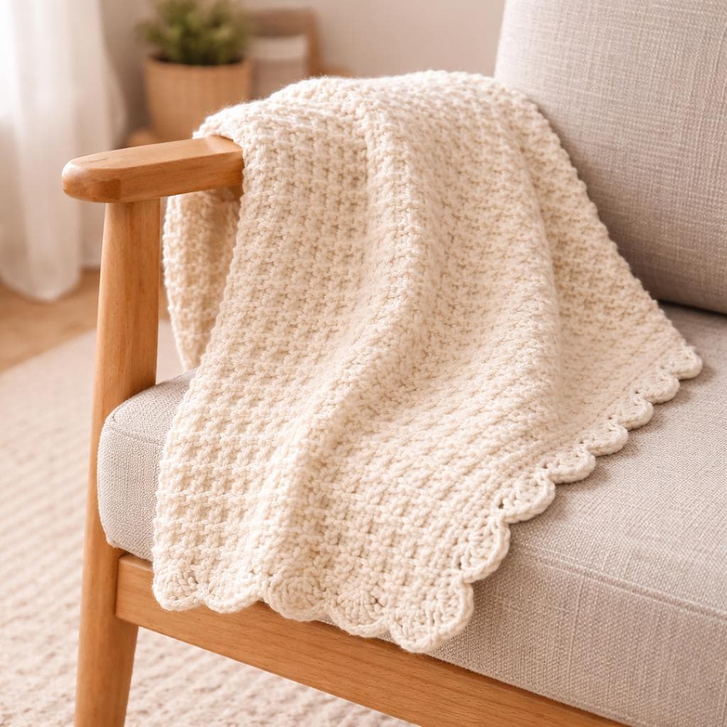 Easy Waffle Stitch Baby Blanket Crochet Pattern