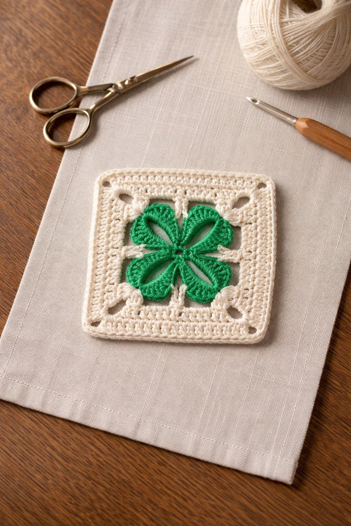 Flower Clover Granny Square Crochet Pattern