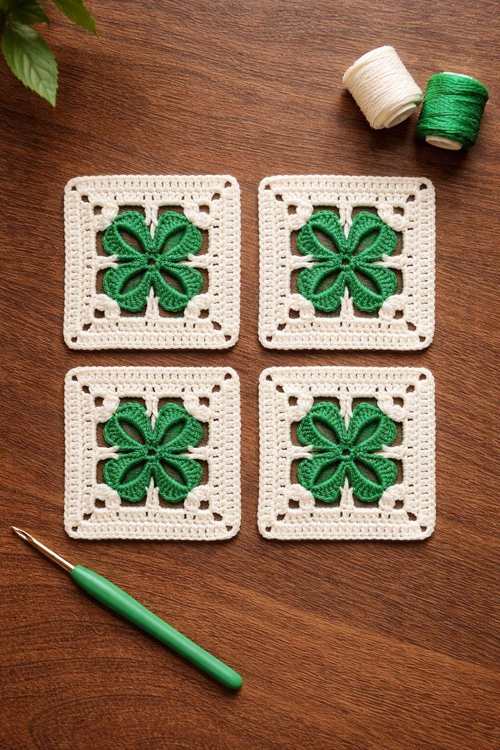 Flower Clover Granny Square Crochet Pattern