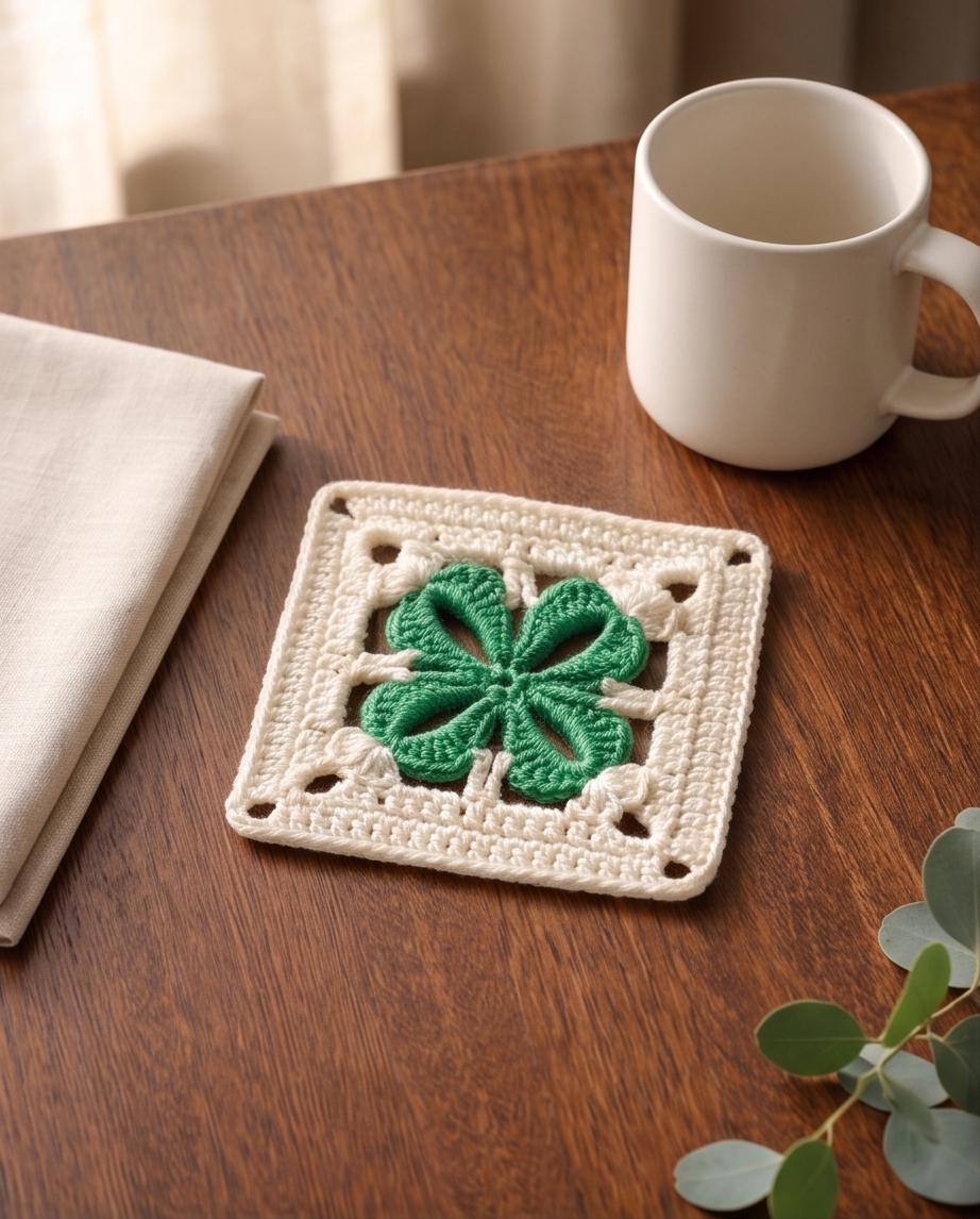 Flower Clover Granny Square Crochet Pattern