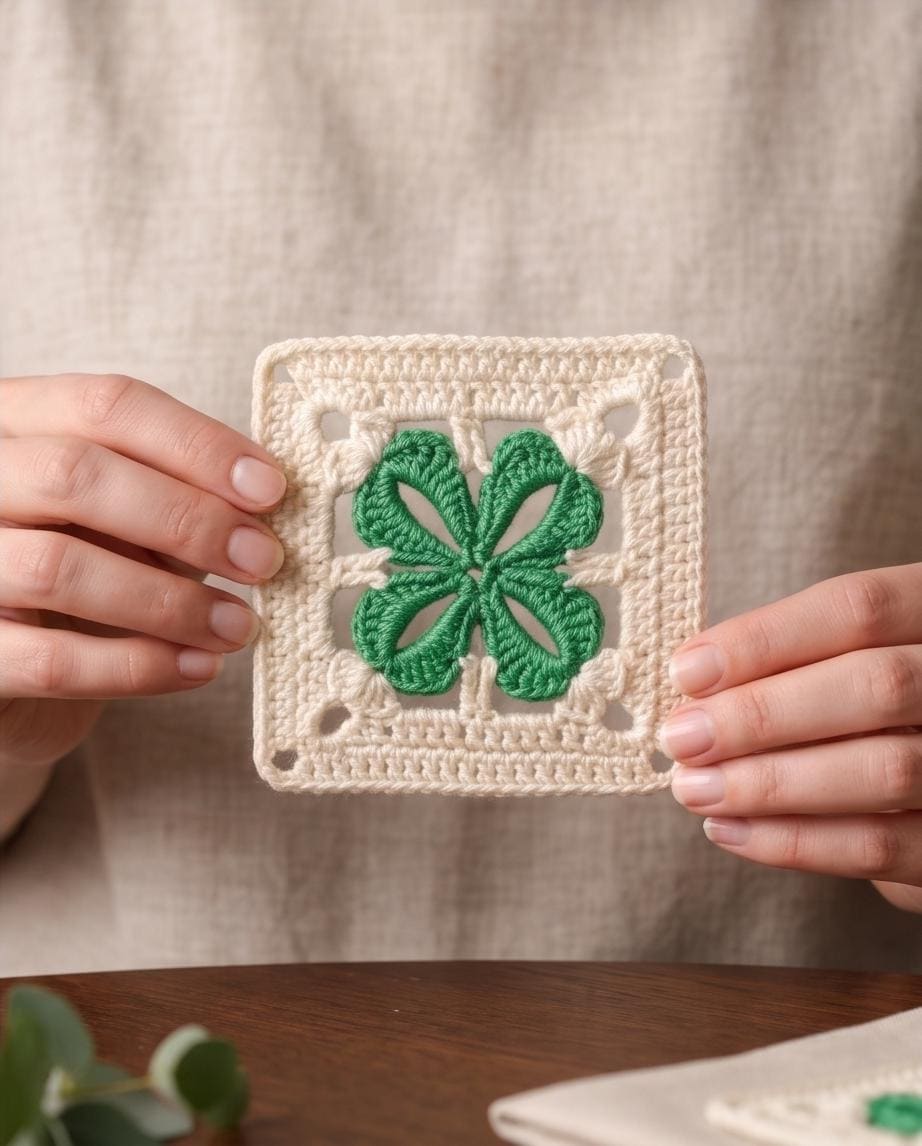 Flower Clover Granny Square Crochet Pattern