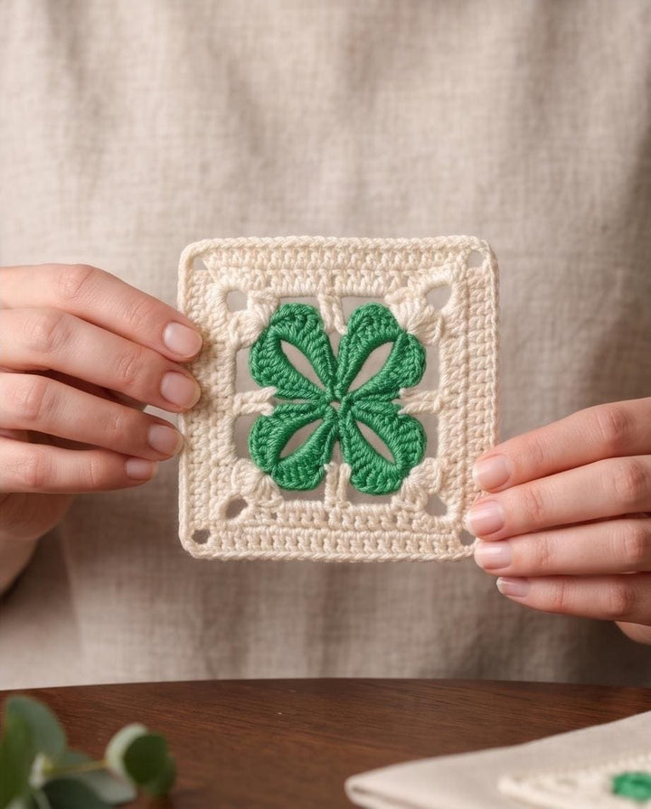 Flower Clover Granny Square Crochet Pattern