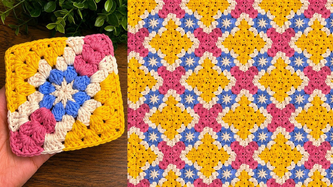 Colourful Diamond Granny Square Crochet Pattern