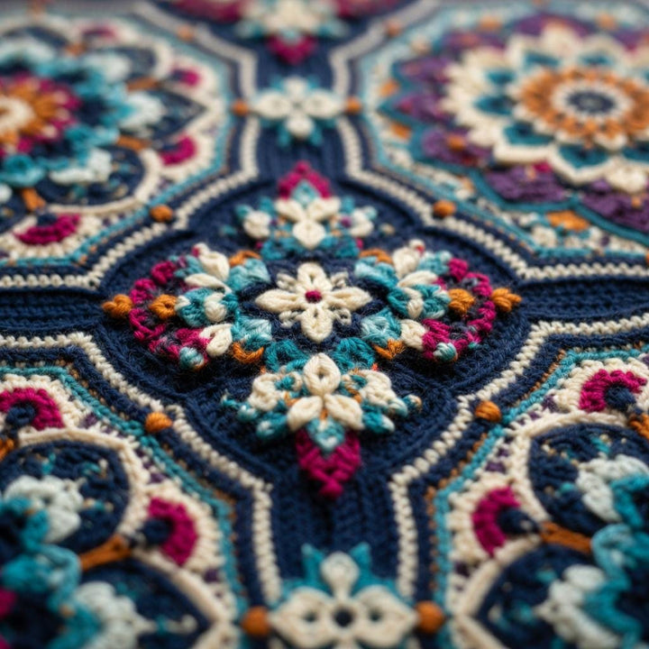 Midnight Mosaic Boho Mandala Blanket Crochet Pattern