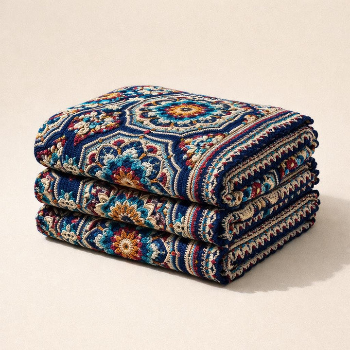 Midnight Mosaic Boho Mandala Blanket Crochet Pattern