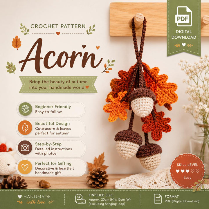 Acorn Autumn Leaves Crochet Pattern