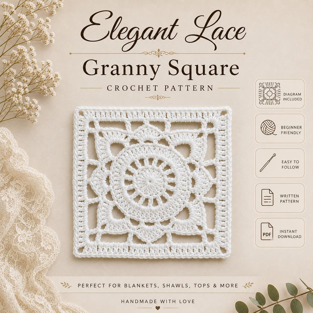 Elegant Lace Granny Square Crochet Pattern