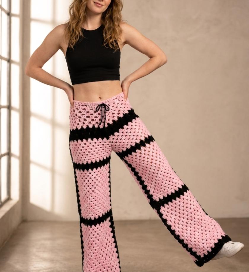Granny Square Boho Wide Leg Pants Crochet Pattern