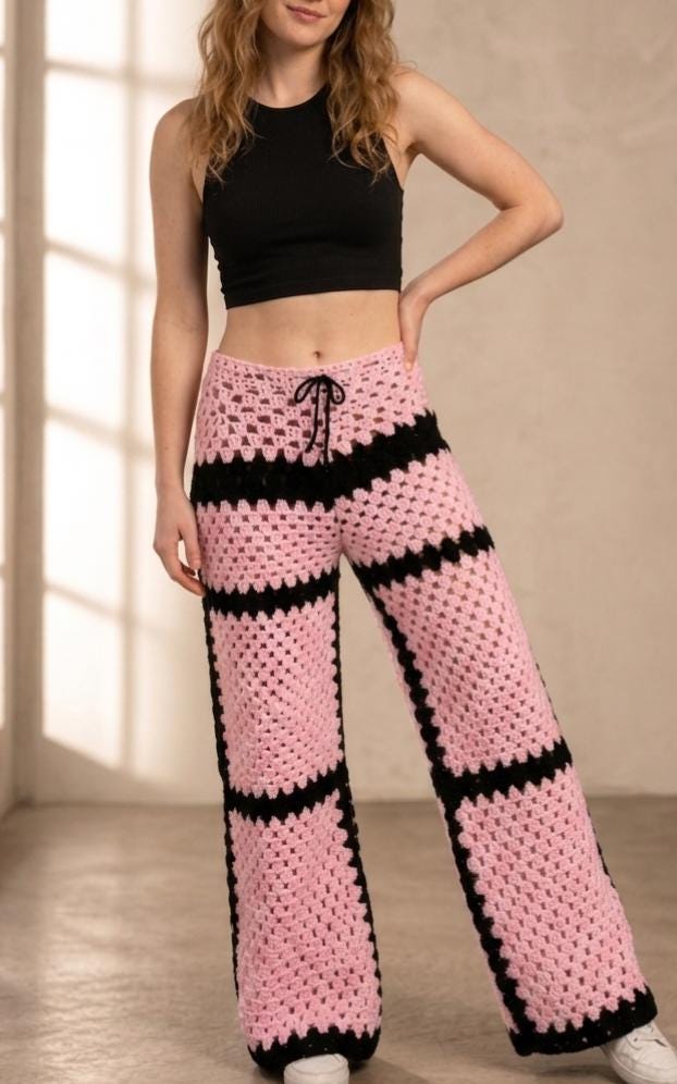 Granny Square Boho Wide Leg Pants Crochet Pattern