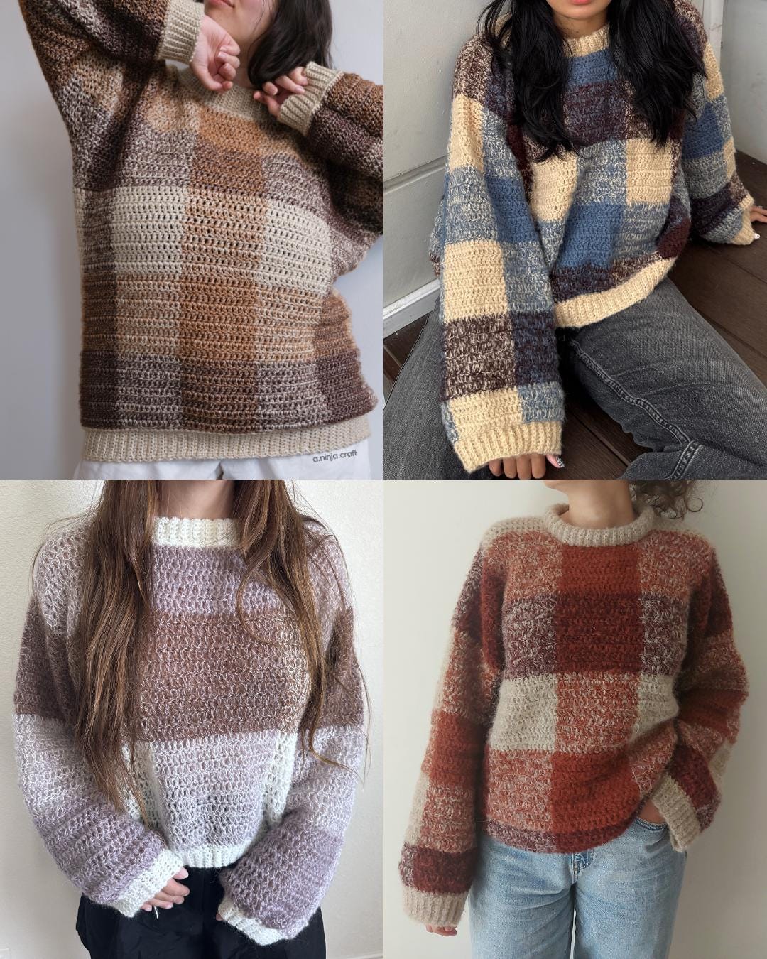 Willow Gingham Sweater Crochet Pattern